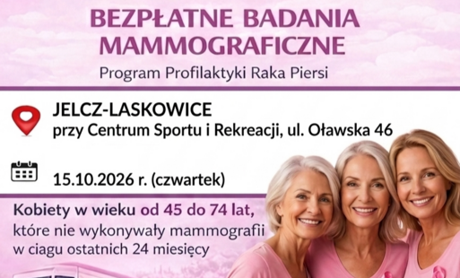 Zdjęcie do Bezpłatne badania mammograficzne w Jelczu-Laskowicach