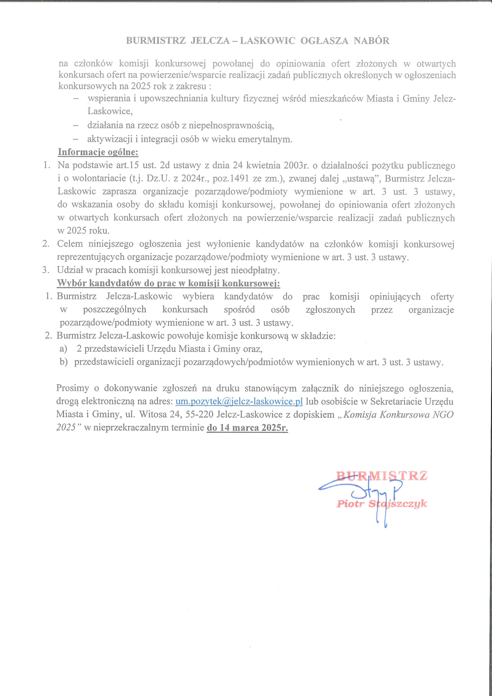 zaproszenie do komisji konkursowej