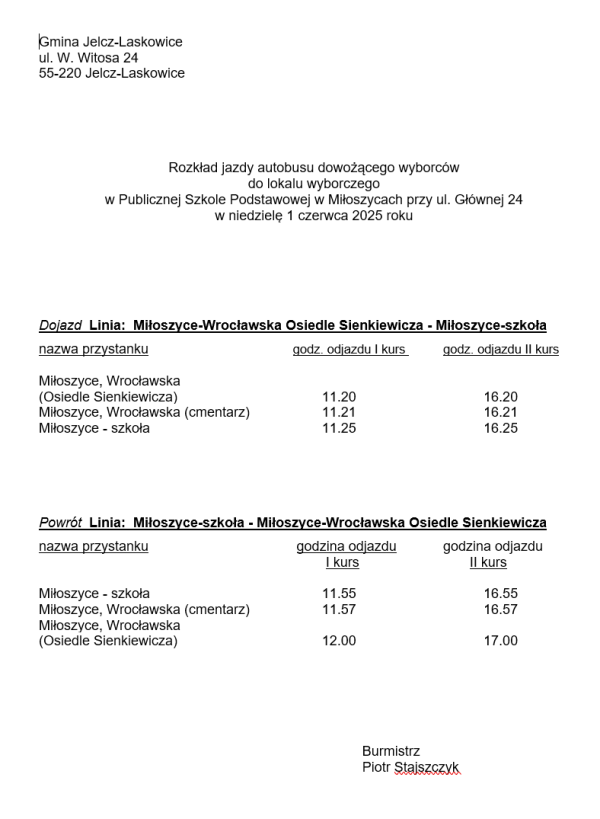 rozkłady jazdy autobusu
