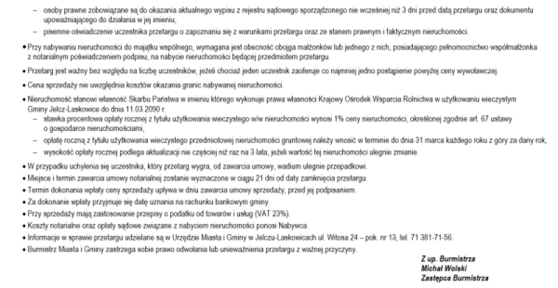 Przetarg na sprzedaż działek